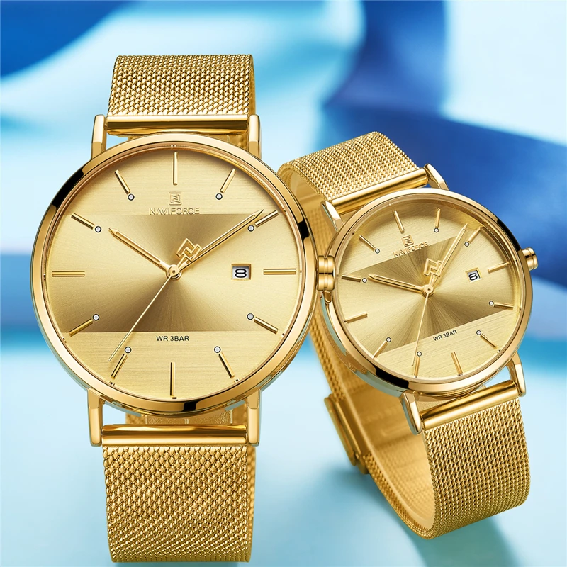 NAVIFORCE роскошные часы для пар простые кварцевые мужчин и женщин водонепроницаемые