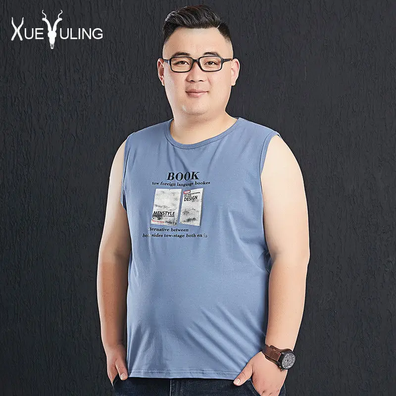 

2020 summer oversize casual sweatvest men's fat man's fashionable sleeveless T-shirt fashion fat man loose Cotton Shawl