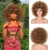 Афро кудрявые парики с короткими волосами, кудрявые парики с челкой для чернокожих женщин, африканские синтетические волосы с эффектом омбре, безклеевые блонд, косплей-хайлайтер парики - изображение