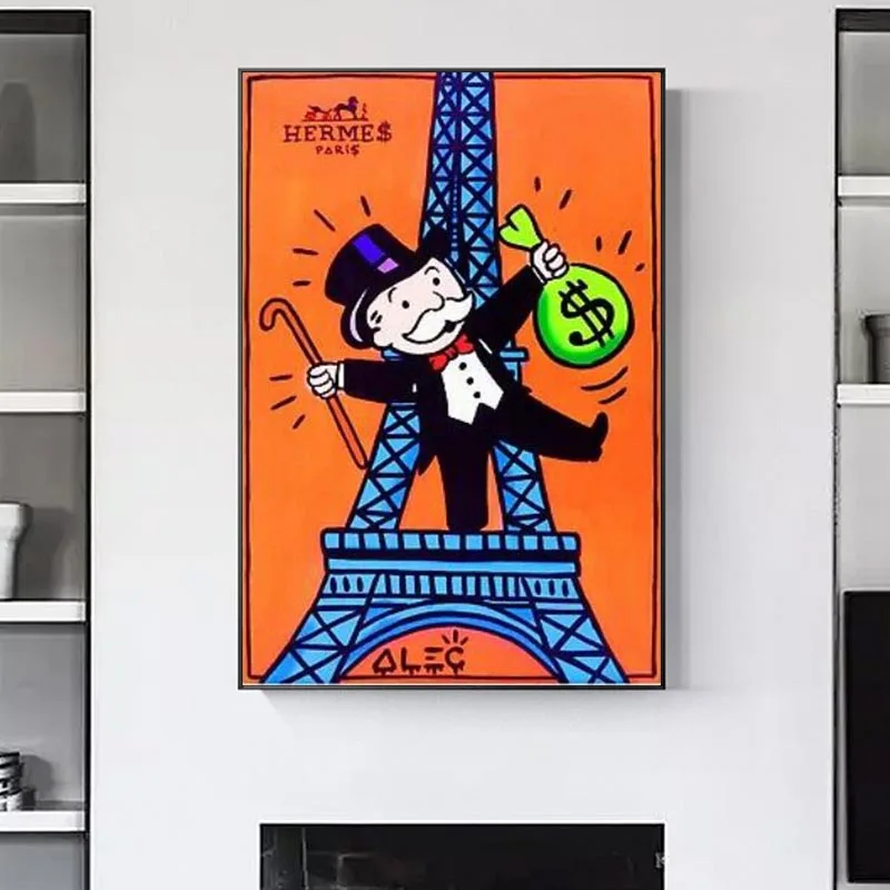 Алек монополия Граффити Арт денег холст картины Плакаты и принты настенные для