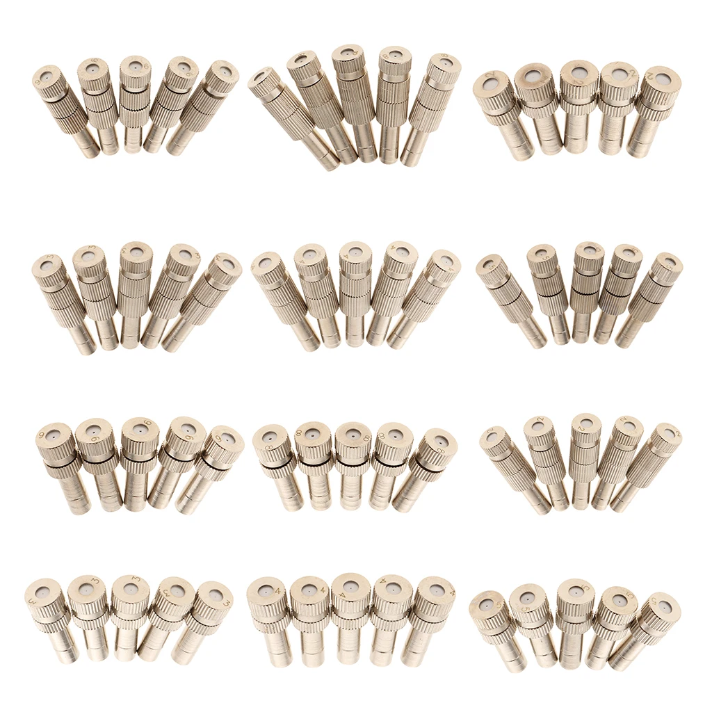

5Pcs 0.2mm-0.8mm 6 Sizes Low Pressure Water Fog Mist Nozzle Misting Spray Sprinkler Head with 6mm/ 1/4inch Quaick Connect