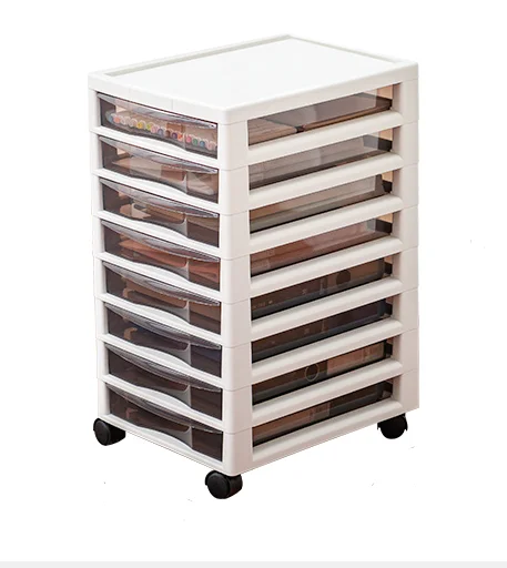 

Multi-layer large capacity makeup organizer pulley mobile file cabinet under desk simple plastic storage box with drawer