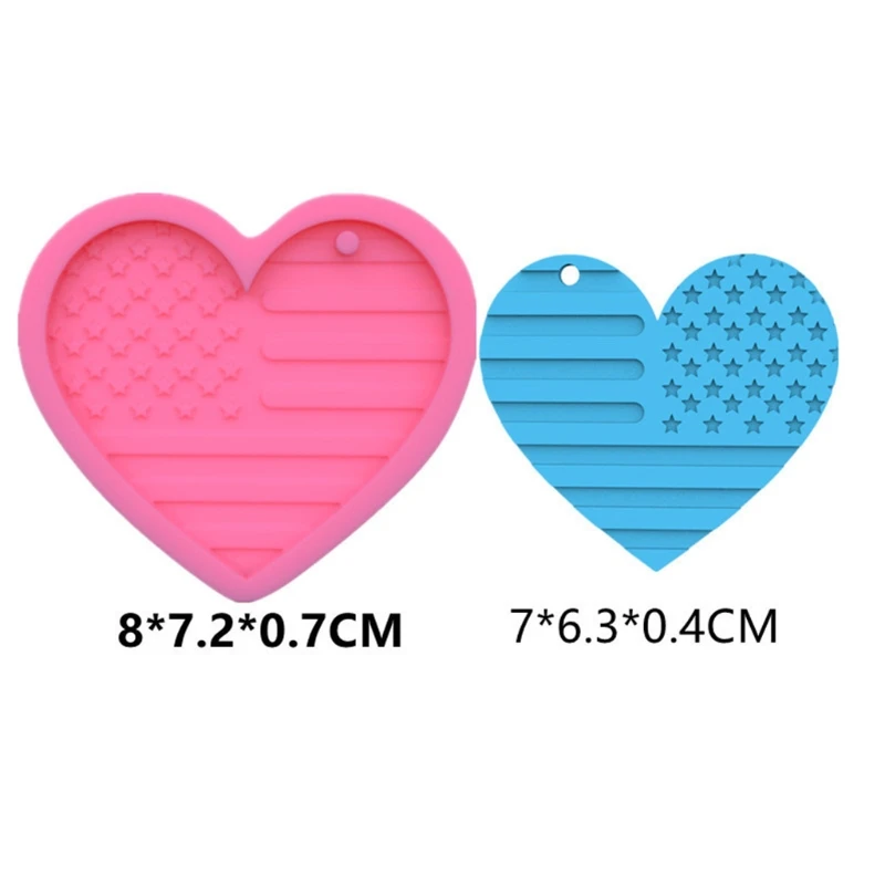 

5 Pcs American Flag Keychain Epoxy Resin Mold Jewelry Pendants Silicone Mould DIY Crafts Decorations Casting Tool