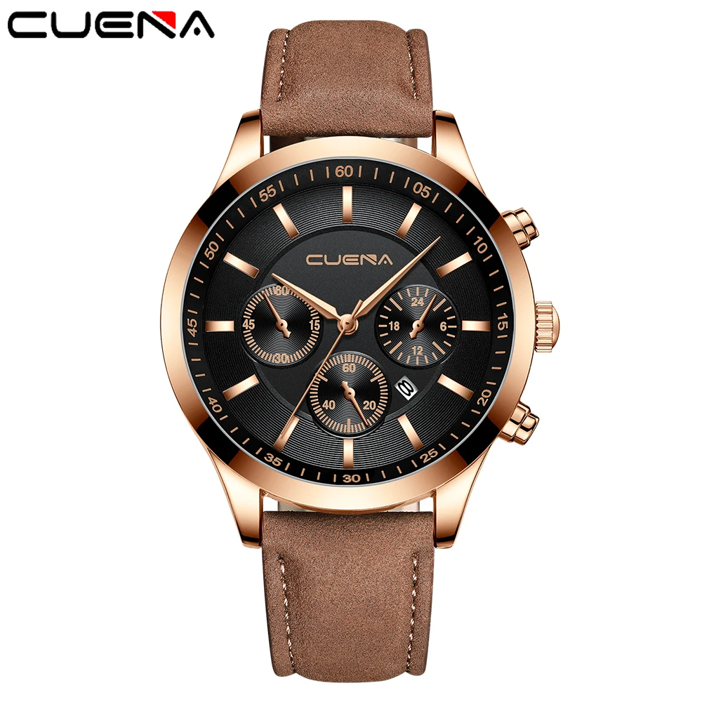 Часы наручные мужские с кожаным ремешком Модные Аналоговые Кварцевые спортивные