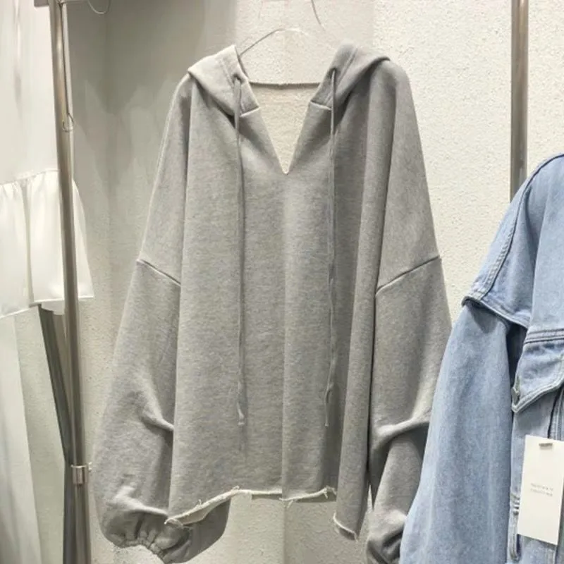 

Solid Oversized Hoodie Women Funny Korean Autumn Tops Female Casual Kahaki Hoody Long Sleeve Hooded Hoodie Sweatshirt Streetwear