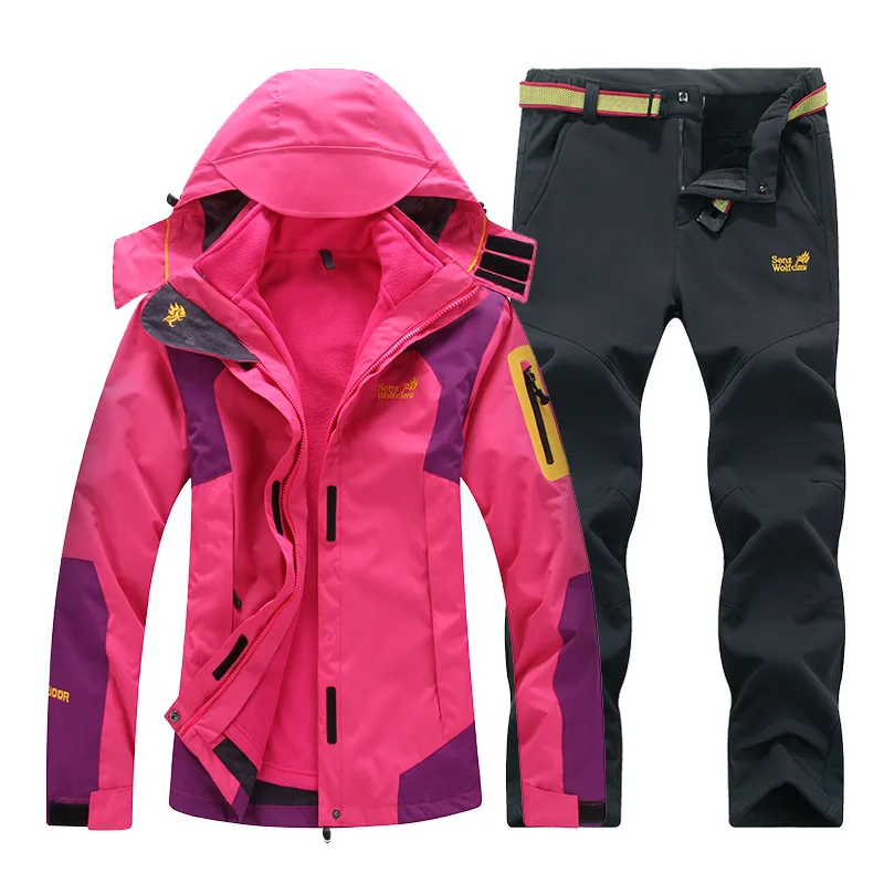 Winter Ski Suit for Men Fleece Warm Windproof Waterproof Skiing Suits Snowboarding Set Male Outdoor Ski jacket+Softshell Pant