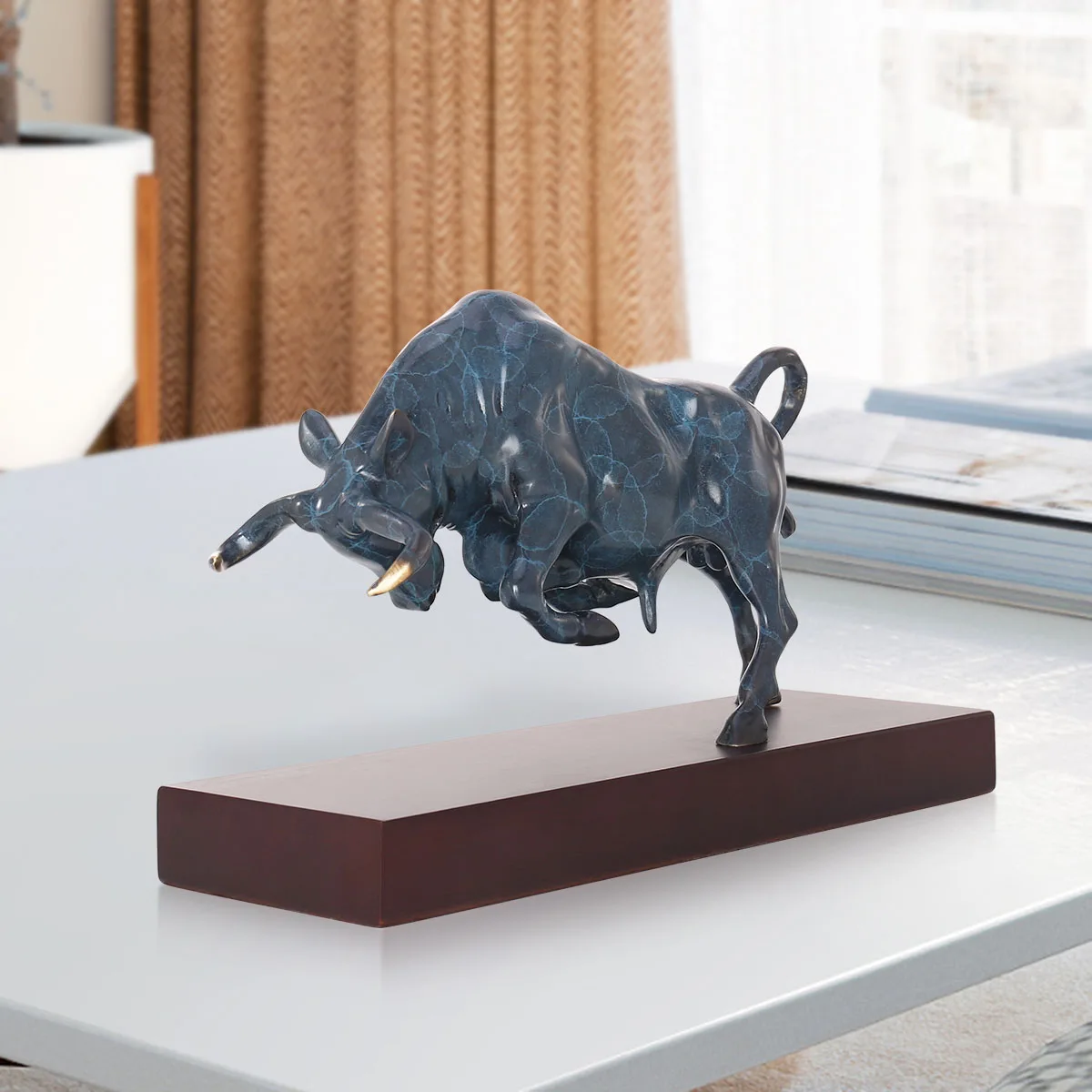 Энергичная Бронзовая Скульптура Быка с полной импульсной силой скульптура