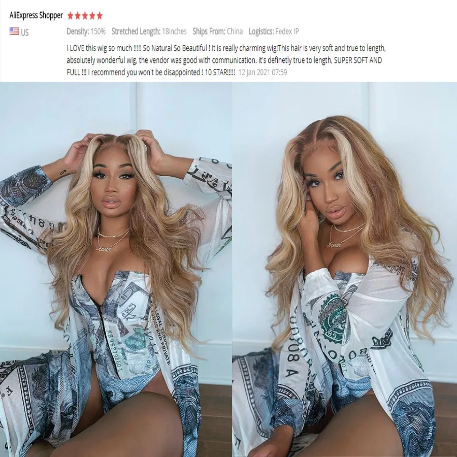 

Highlight Human Hair Wig 613 Pre Plucked HD Transparent Glueless Body Wave Brazilian Remy Hair Part Lace Wigs For Black Women