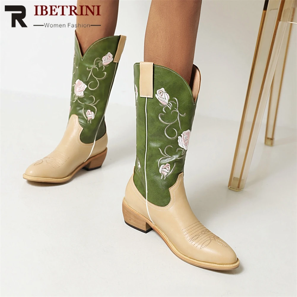 

Женские ковбойские ботинки без шнуровки, модная брендовая удобная повседневная женская обувь с цветочным дизайном, осень 2021