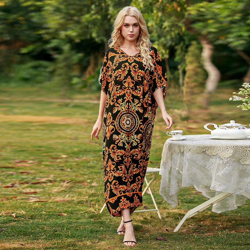 

Ramadan Eid Mubarak Dubai Muslim dress summer boho Maxi Abaya Turkey Islamic clothing Robe Longue Women Vestidos Plus Size