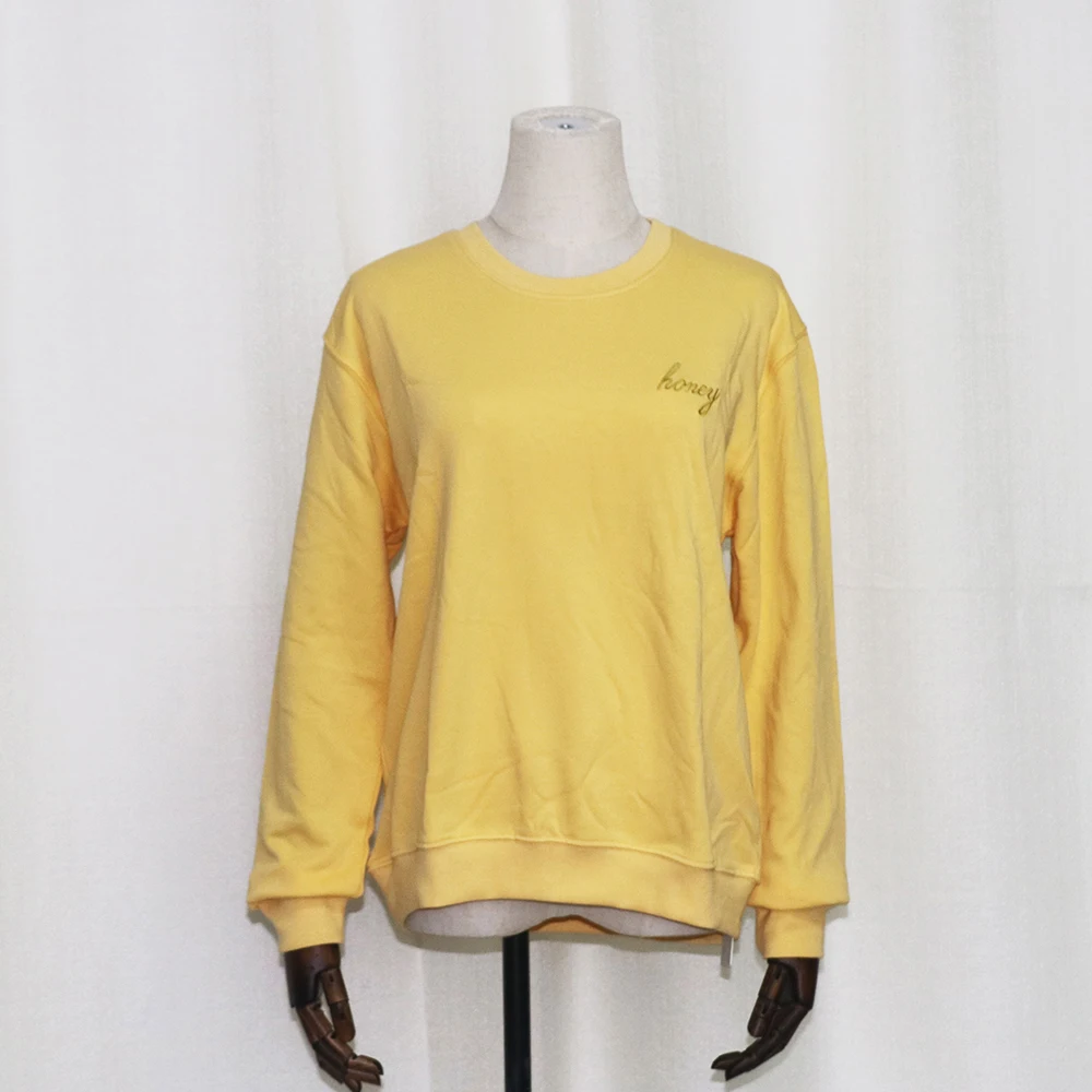 Женский свитер с длинными рукавами желтый винтажный Хлопковый пуловер вышивкой