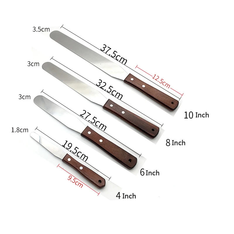 Лопатка для выпечки из нержавеющей стали с деревянной ручкой 4/6/8/10 дюйма | Дом и