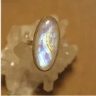 Женская мода 925 серебро Цвет кольцо роскошное и элегантное ожерелье натуральный ювелирные изделия из лунного камня Свадебные обручальные кольца вечерние кольцо Размеры на возраст от 5 до 11 лет