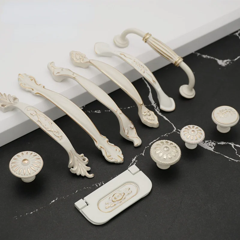 

Zinc Alloy Ivory White Cabinet Handles Kitchen Cupboard Door Pulls Desk Drawer Knobs European Fashion Furniture Handle Hardwar