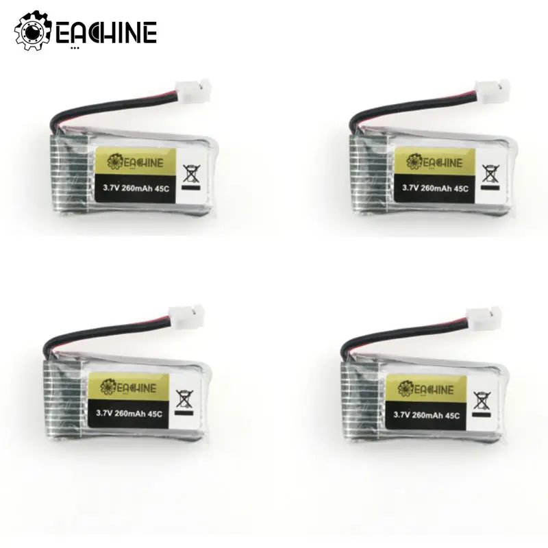 RC Квадрокоптер 4 шт 3 7 V 260MAH 45C Lipo батарея для Eachine E010 E010C E011 E011C E013 H67|Детали и
