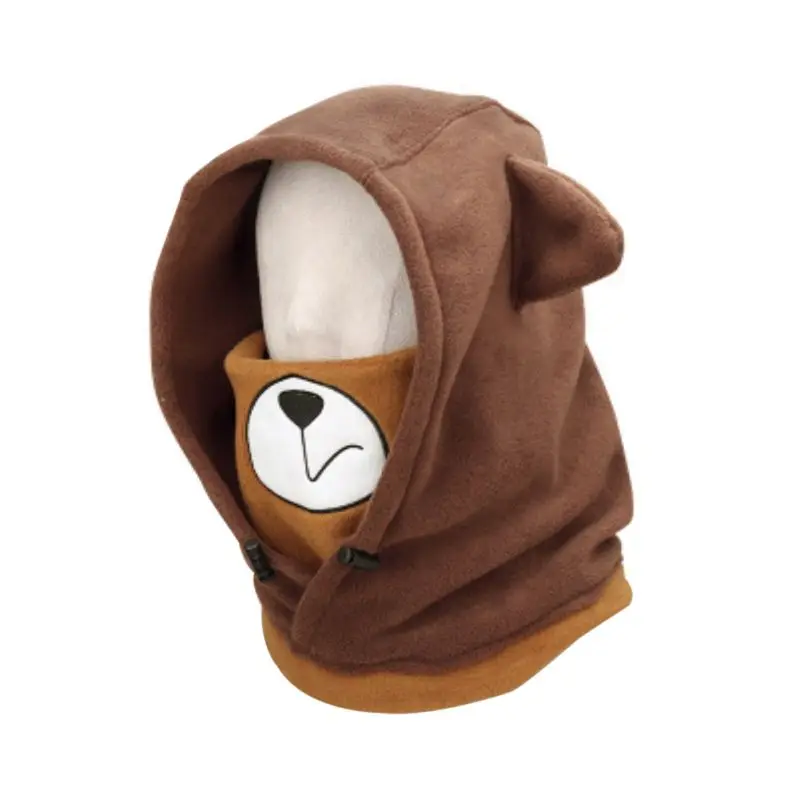 Детские теплые лыжные головные уборы с мультяшным рисунком животных на все лицо