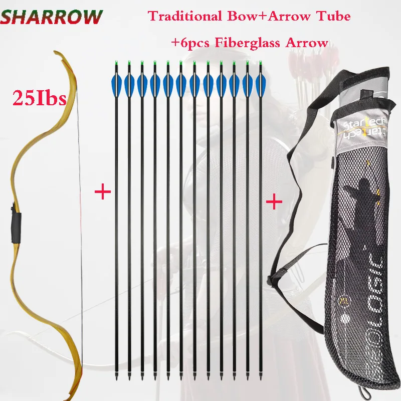 Традиционный лук 25 фунтов для стрельбы из лука мощный Рекурсивный с 6 стрелами