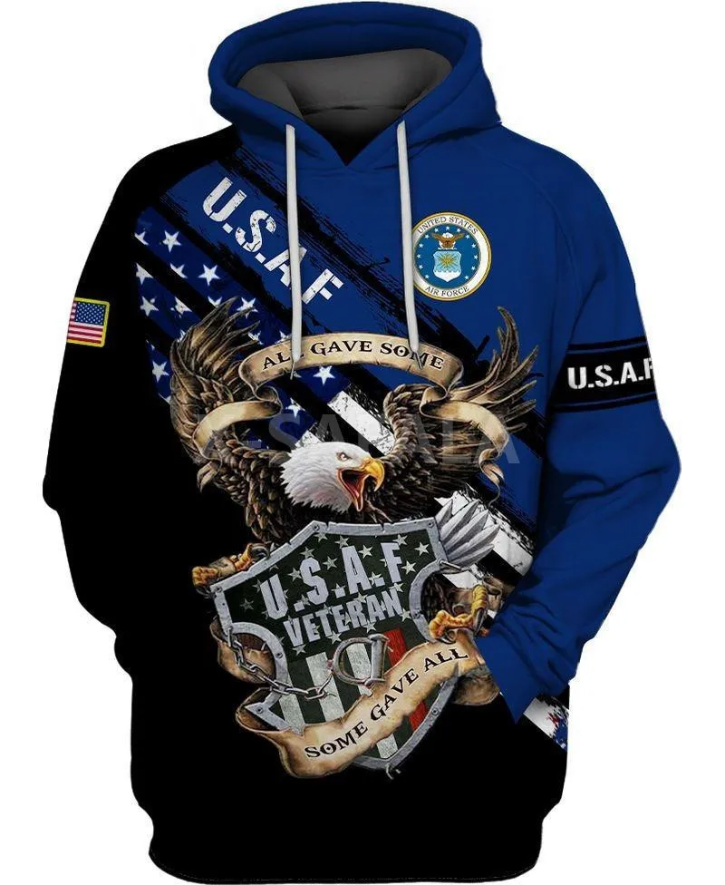 

American AIR FORCE VETERAN 3D Print XS-7XL Hoodie Man Women Harajuku Outwear Zipper Pullover Sweatshirt Casual Unisex-9