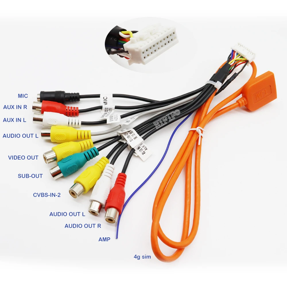 2 Din кабель RCA выходной внешний микрофон адаптер Универсальный для din