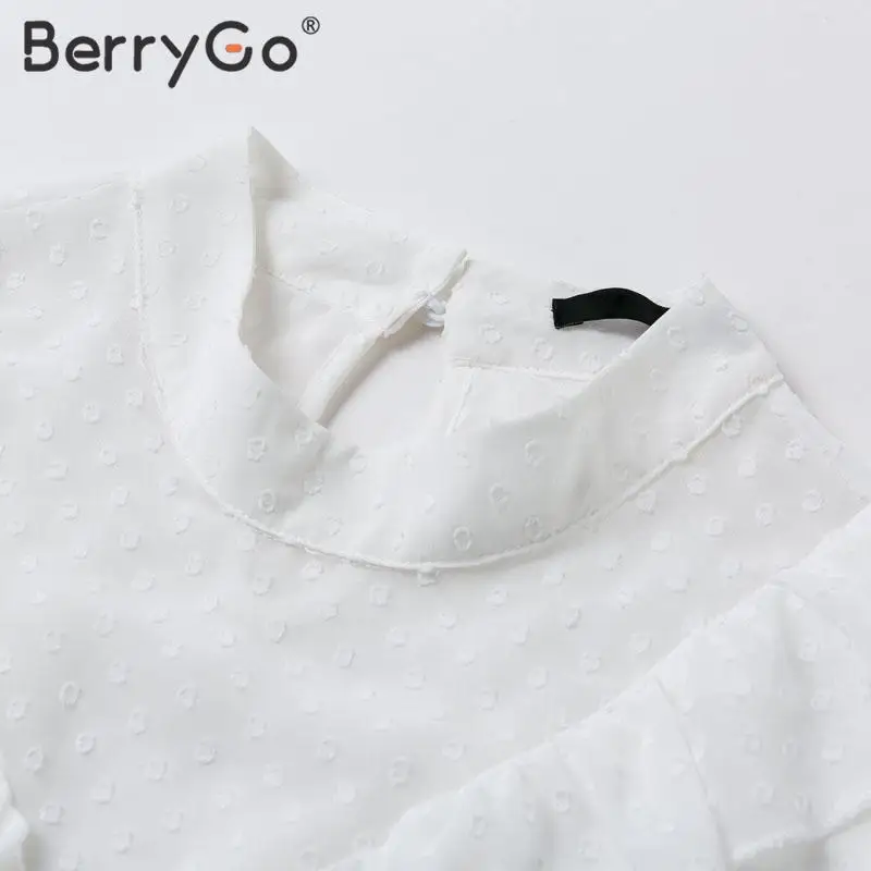 Женское шифоновое платье в горошек BerryGo элегантное белое пляжное трапециевидной