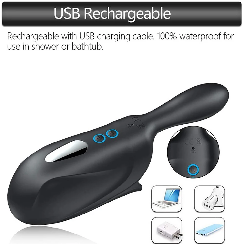 Массажер Мужской чувствительный с 10 режимами вибрации 2 мощных мотора|Массажная