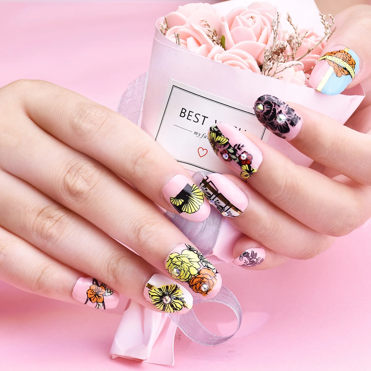 6x12 см геометрические пластины для штамповки ногтей прямоугольные Цветочные