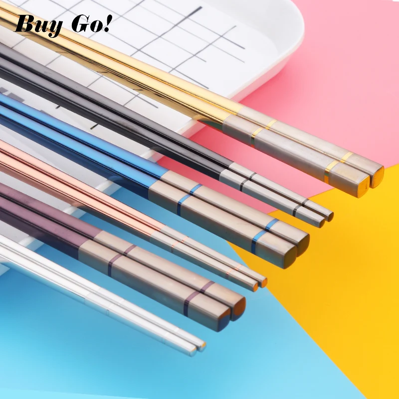 Палочки для еды квадратные из нержавеющей стали с лазерной гравировкой 10