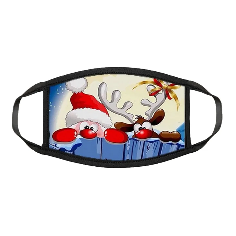 

Christmas Washable Mask Adult Child Reusable Non-woven Earloops Breathable Printed Masks Facemask