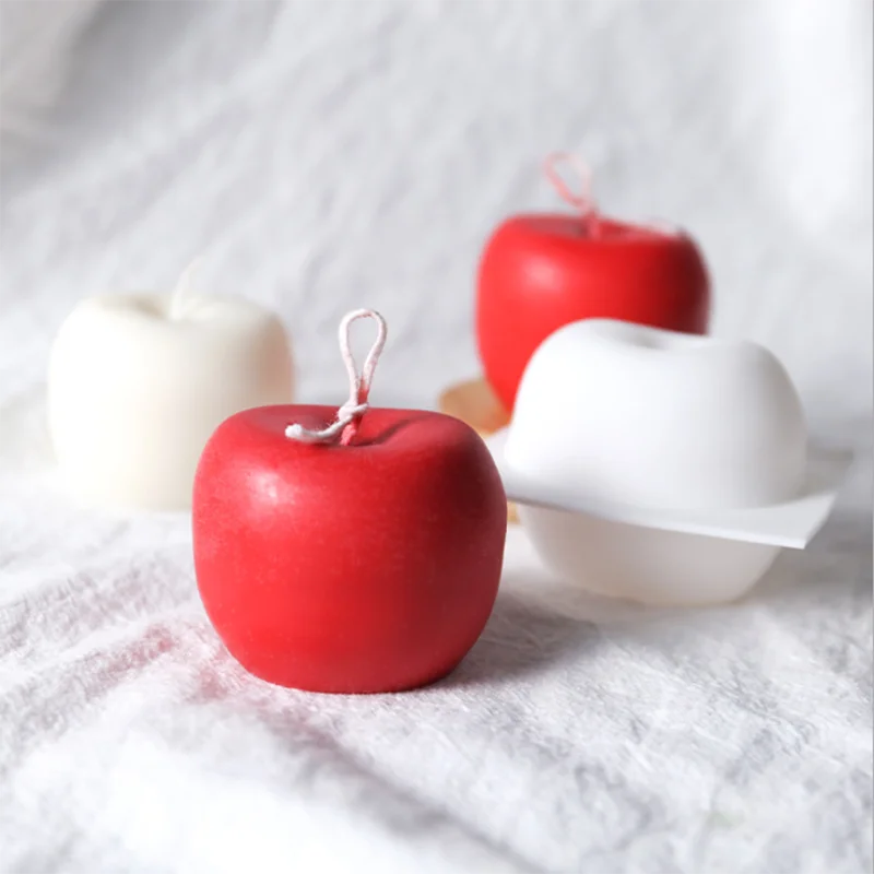 

3D Apple Silicone Candle Mold Handmade Art Craft DIY Cold Process Soap Chocolate Fondant Best Gift Decor for Xmas Eve