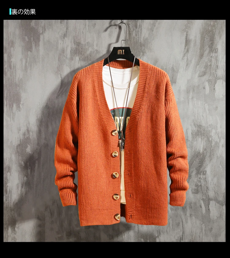 Чистый цвет кардиган свитер осень зима Молодежный тренд мужской удобный вязаный