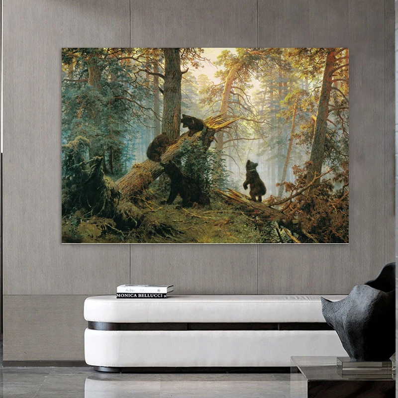 MT434 утренняя сосна лес Иван Шишкин печать знаменитая Настенная картина холст