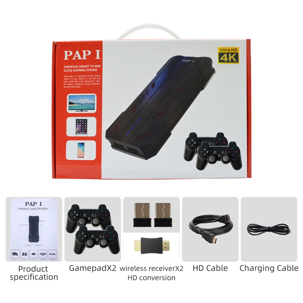 

PAP I 4K 64GB Handheld Gaming Console Support for PS1 GB GBC CPS1 NeoGeo Retro Video Game Player with 5200 Games Gamepad TF Card