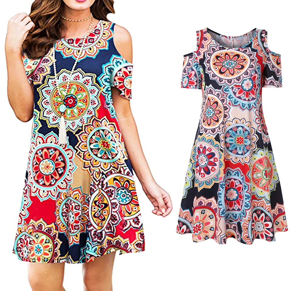 С Рукавами Цветок Солнца Платье Женщина Одежда Сарафан Плюс Сайз Стиль Бохо