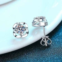 trendy 925 sterling silver clover moissanite stud earirngs pave 0 3 0 5ct d color vvs1 gra moissanite diamond earrings for women