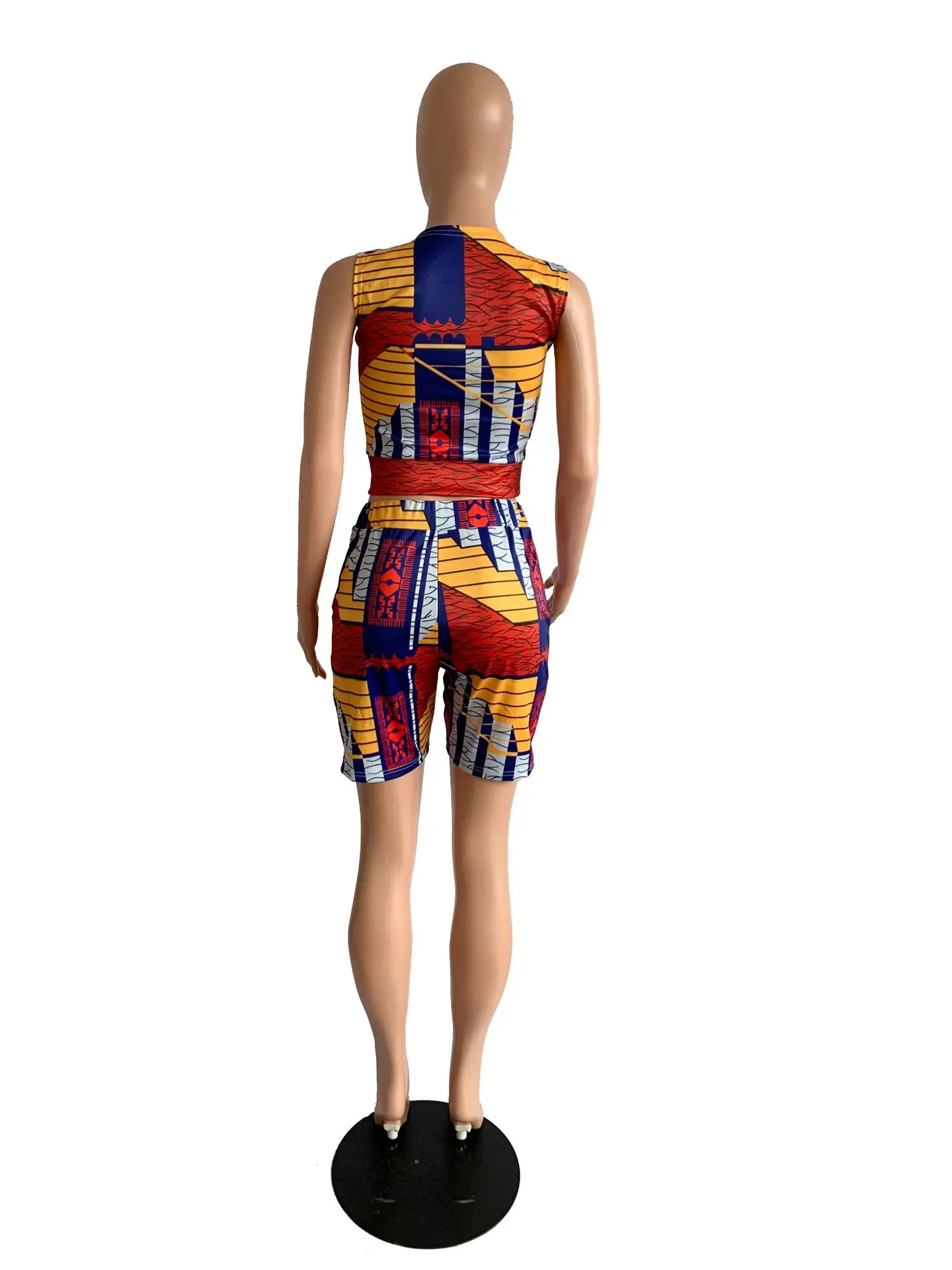 Одежда в африканском стиле Летняя Повседневная Женский комплект 2 шт. без рукавов