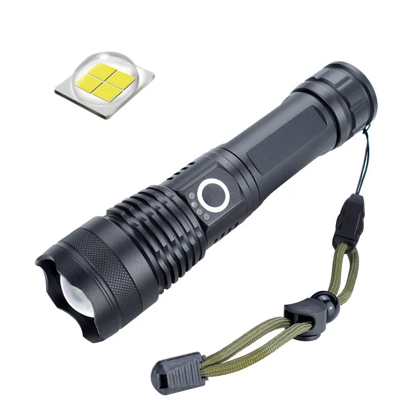 

New P50 flashlight, strong photoelectric quantity display flashlight, USB rechargeable zoom searchlight wholesale