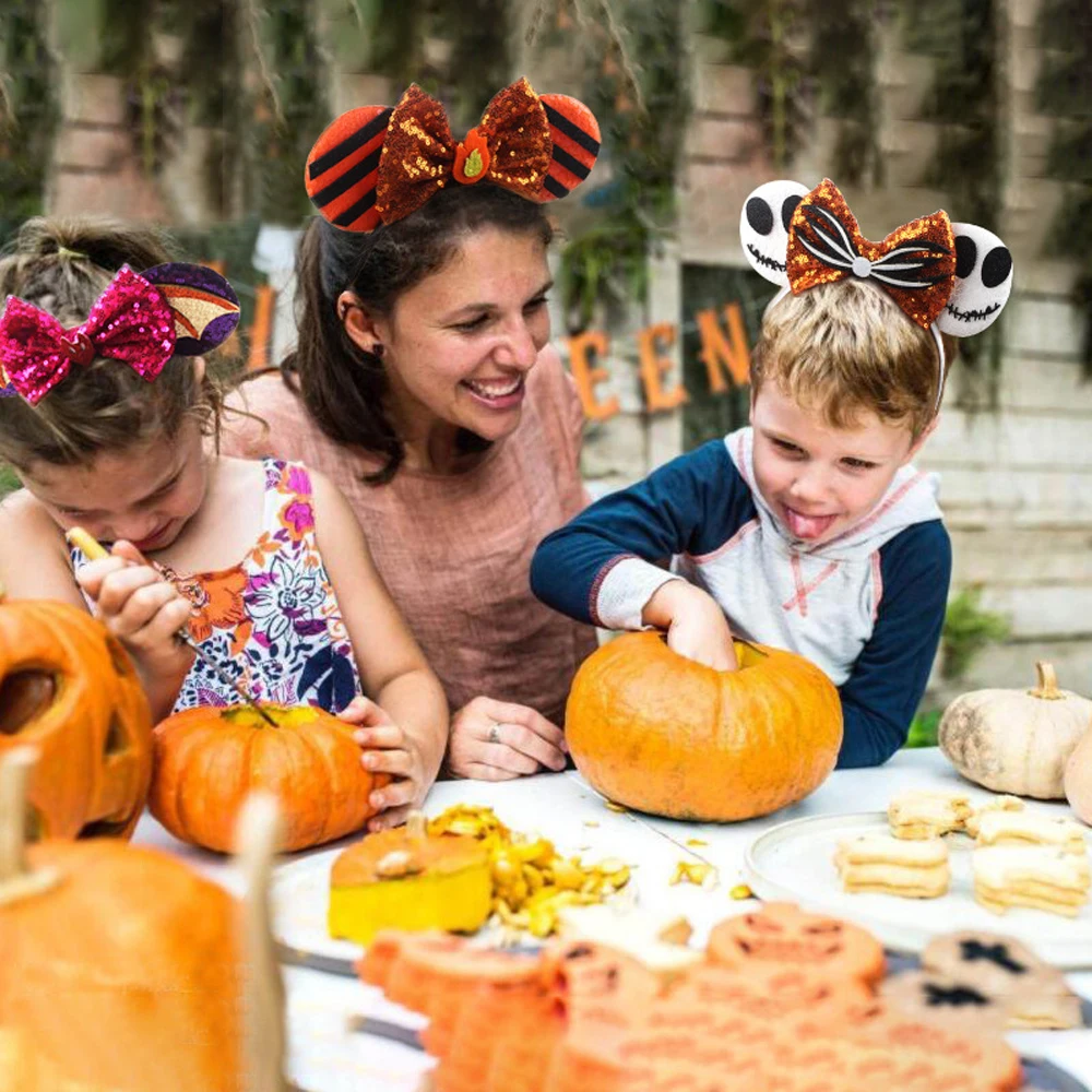 Новинка повязка на голову с блестками уши Минни Маус женская модная бантом и