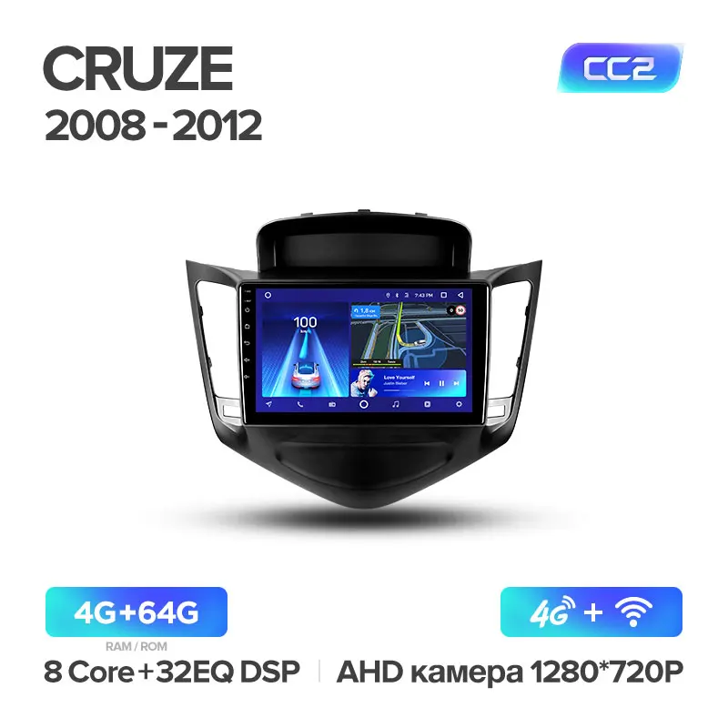 TEYES CC2 Штатная магнитола для Шевролет Круз Chevrolet Cruze J300 2009 2011 2012 2013 Android 8.1, до 8-ЯДЕР, до 4+ 64ГБ 32EQ+ DSP 2DIN автомагнитола 2 DIN DVD GPS мультимедиа автомобиля головное устройство - Цвет: Cruze CC2 64G