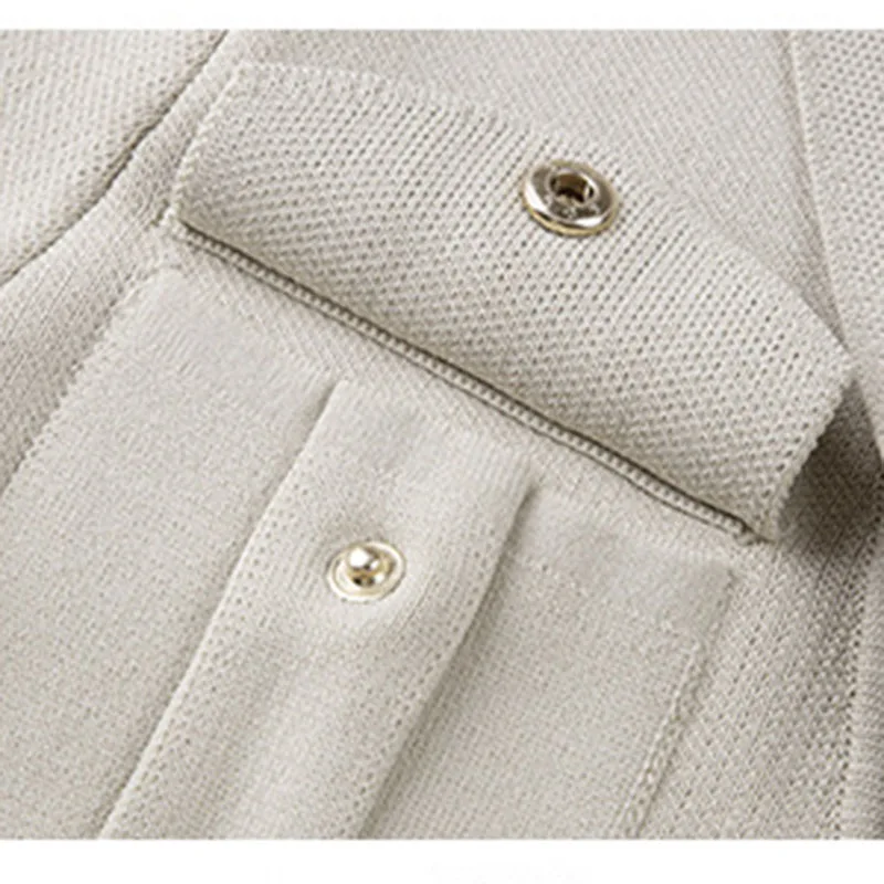 

HARLEYFASHION Spring New Women Elegant Deep V Slim Waist Knitted Skirt Decorated Buttons And Pockets Quality Mini Dresses