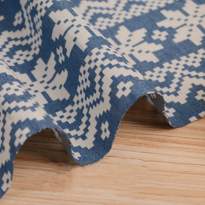 0.5*1.5 Meters Denim Cotton Fabric Sewing Trousers Skirt Clothing Washed Printed Thin Cloth Jeans Dress Diy Patchwork Stitching - купить по