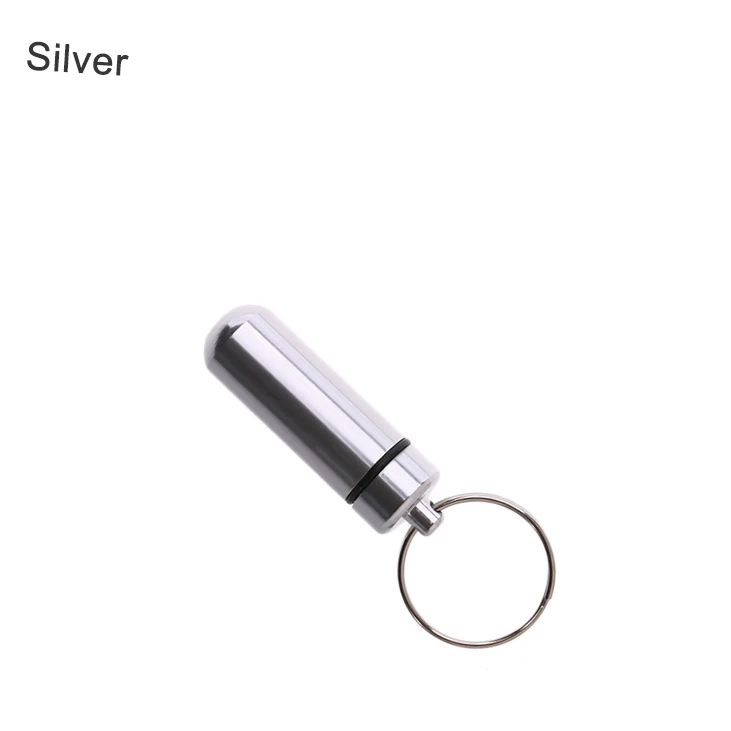 Silver 1 шт. Портативный Красочный алюминиевый капсульный чехол для таблеток водонепроницаемый брелок контейнер для ключей украшения для путешествий на открытом воздухе мини аптечка - Цвет: Silver