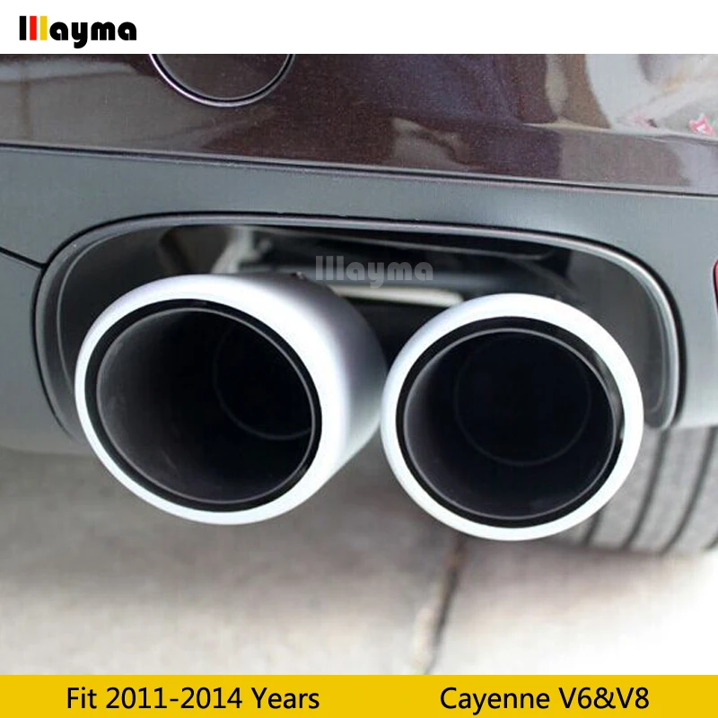 Серебряные наконечники выхлопной трубы глушитель для Porsche Cayenne V6 V8 2011 2012 2013 2014 s GTS