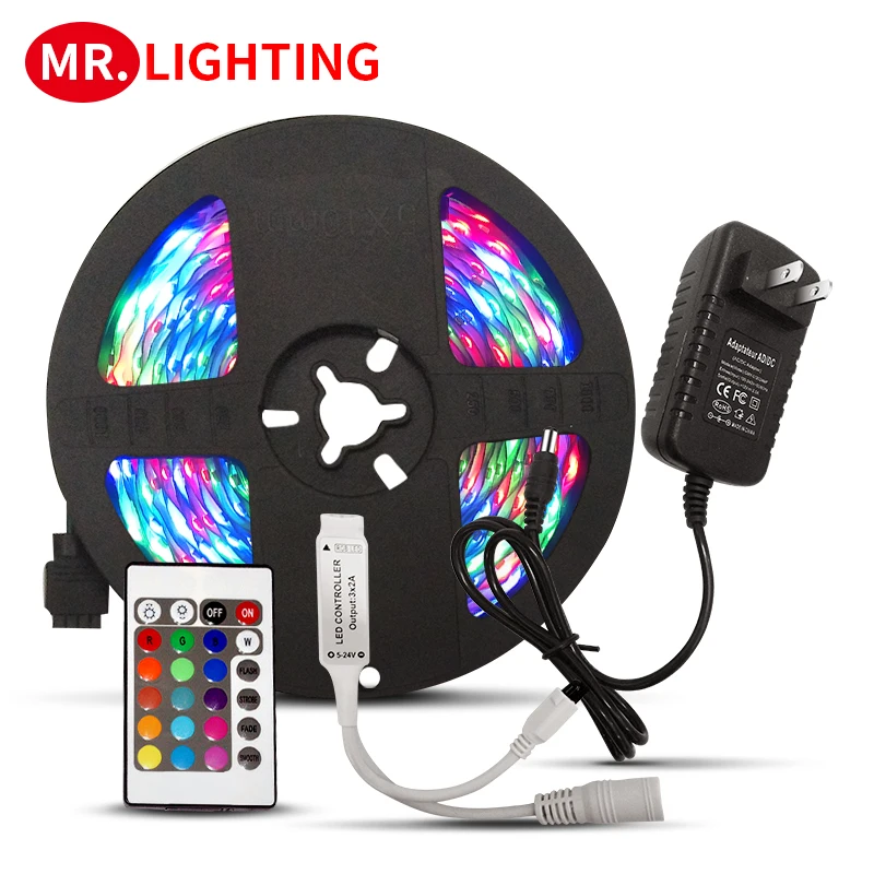 Светодиодный светильник с гибкой диодной лентой 12 в пост. Тока SMD 5050 2835 RGB 24Key пульт