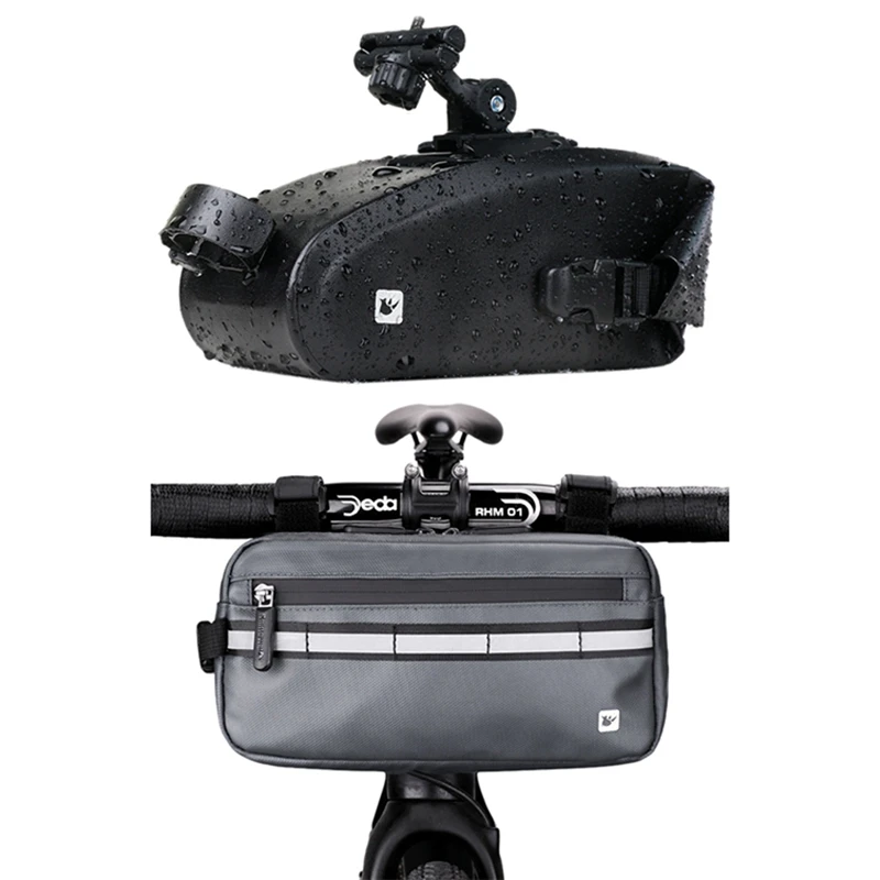 

Rhinowalk Bicycle Bag Front Tube Frame Handlebar Bag & Rhinowalk Full Rainproof Bicycle Saddle Bag