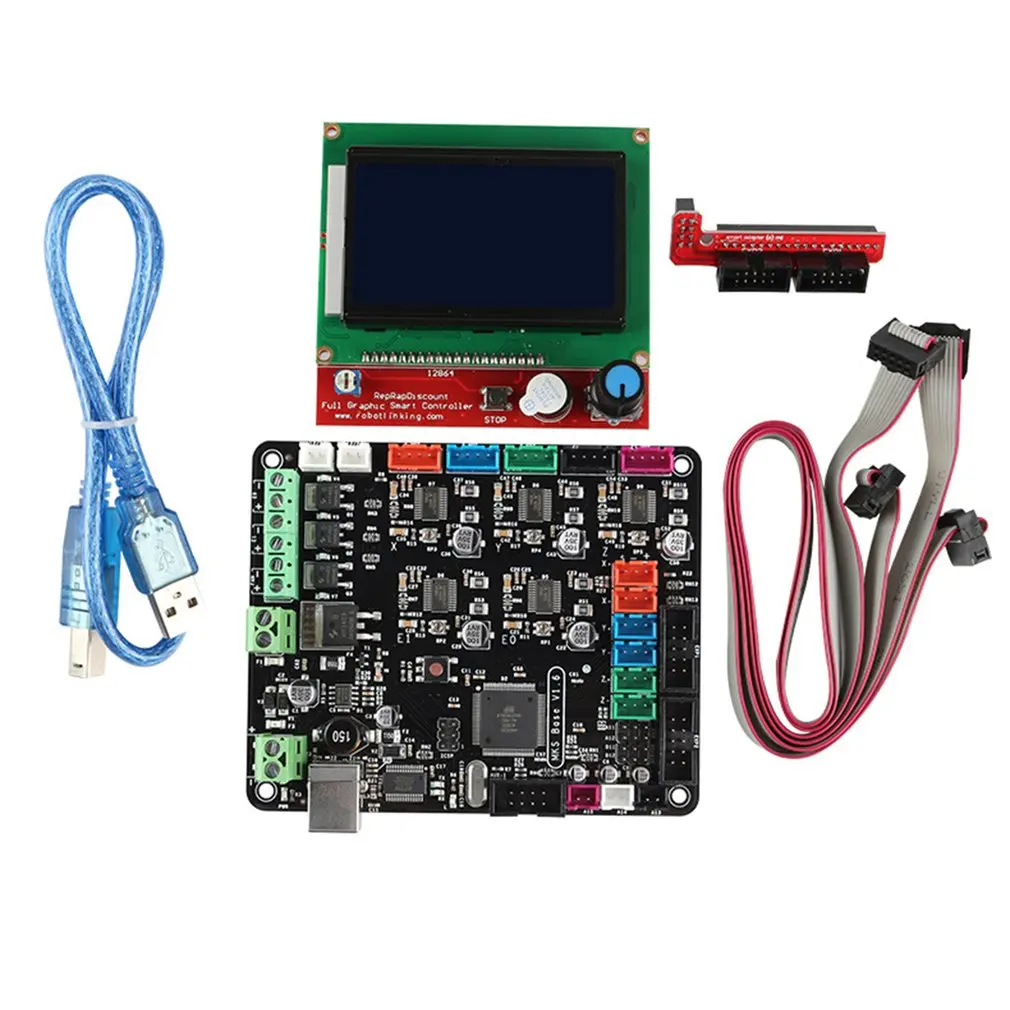 

Mother Board Kit 3D Printer Mother Board Kit MKS BASE V1.6 +12864LCD Compatible With Mega 2560 Ramps1.4 Base Board Kit Tool