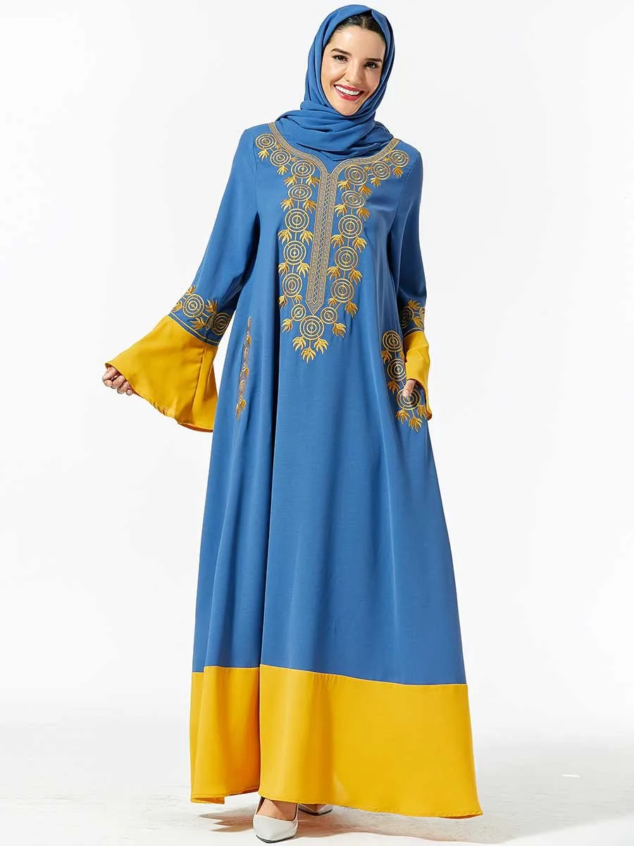 

Muslim Abaya Dress Women Big Swing Flare Sleeve Maxi Hijab Vestidos Pocket Moroccan Kaftan Turkey Kimono Jilbab Elbise Plus Size