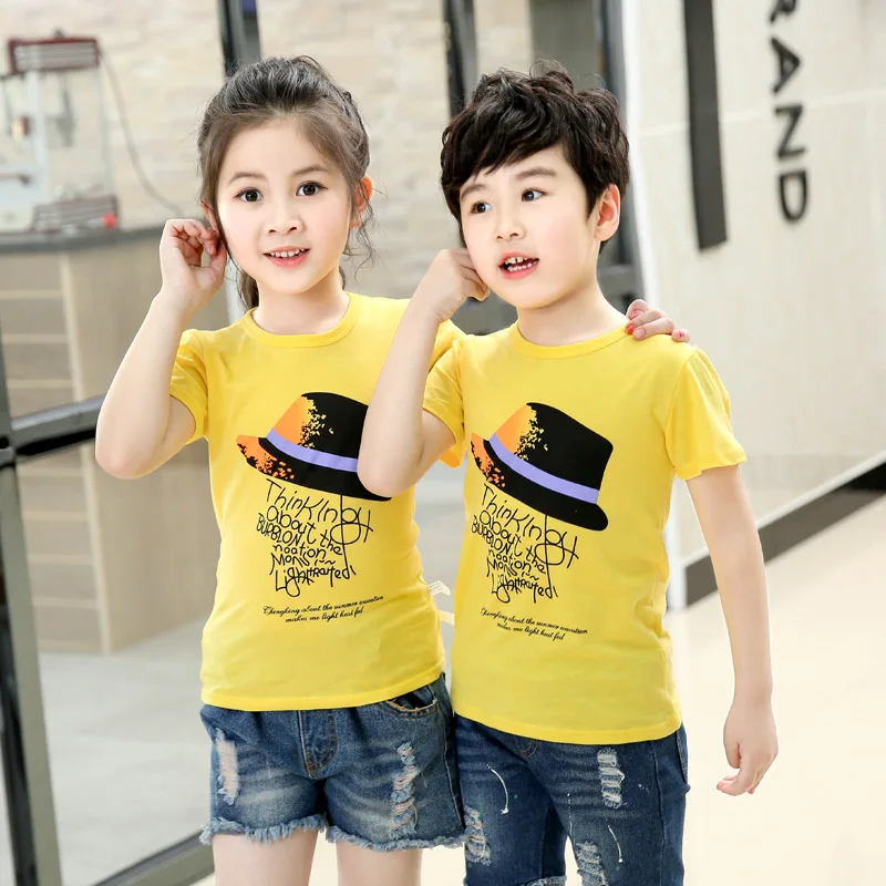 Детские футболки для мальчиков и девочек Хлопковые топы Футболки Футболка с