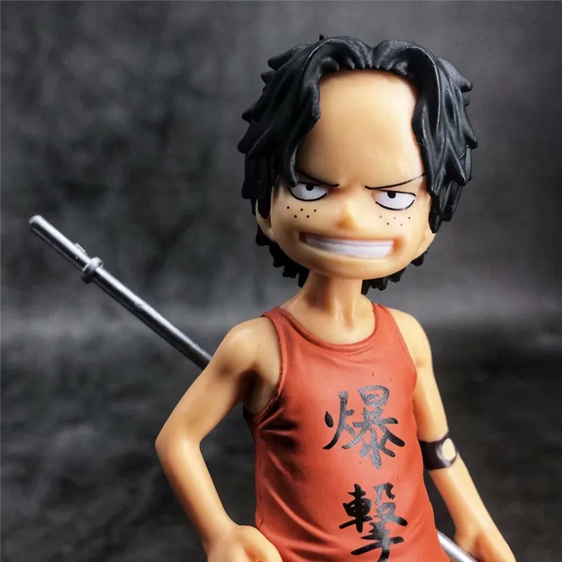 

Childhood Ver. Ace Zoro Luffy Sanji Sabo Kids PVC Action Figure OP Cute Q Collection Model Toys Gift 15cm