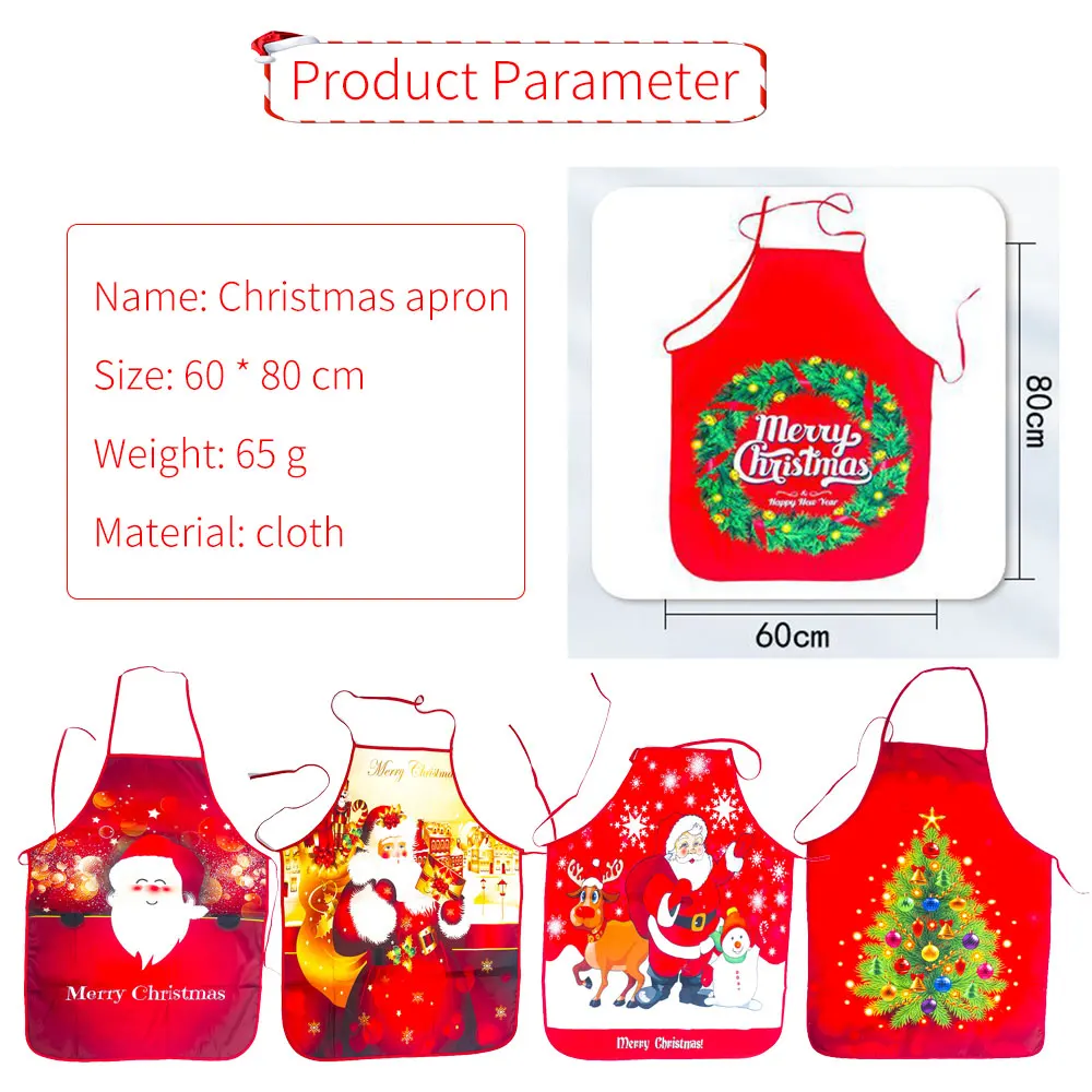 Красный новогодний фартук передник из хлопка и льна фартуки для взрослых