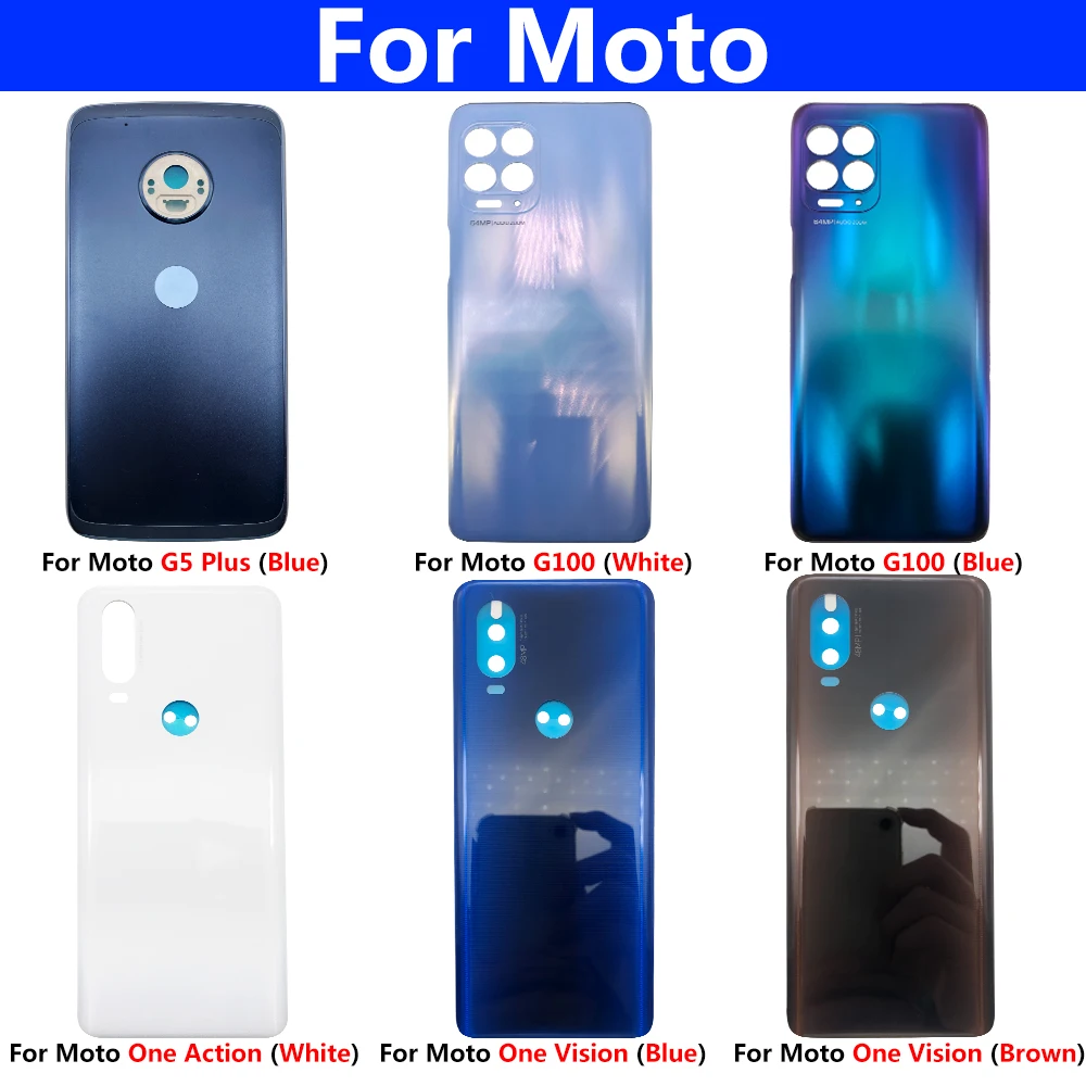 

New Rear Battery Door Housing Glass Back Cover For Moto G100 G9 Power G 5G Plus G5 Z3 Play Z4 One Vision Action edge Phone Case